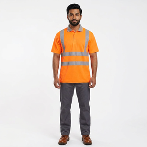 Camiseta Polo de Trabajo de Seguridad de Secado Rápido, Transpirable, de Color Fluorescente, con Cierre de Botones, Camiseta Polo Reflectante de Alta Calidad - Product Image 1