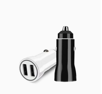 Mini Cargador de Coche Blanco de ABS con Doble Puerto y Corriente Separada, 12-24V, Cargador Universal para Teléfono Móvil, Suministro al por Mayor