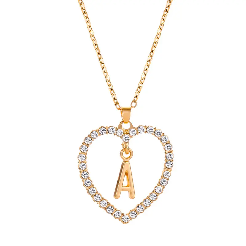 2021 Мода персонализированные браслеты с подвесками подарок для девочек, золотого и серебряного цвета в форме сердца кулон 26 букв алфавита CZ начальной буквы ожерелье для женщин