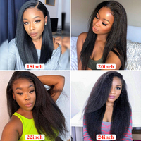 Venta al por mayor 13x4 Yaki Hd encaje Frontal brasileño virgen Peluca de cabello humano sin cola encaje frontal rizado peluca recta para mujeres negras