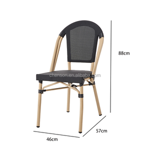 Muebles de jardín Patio bambú como malla acabado apilable Silla de comedor café restaurante uso Metal silla al aire libre - Product Image 1