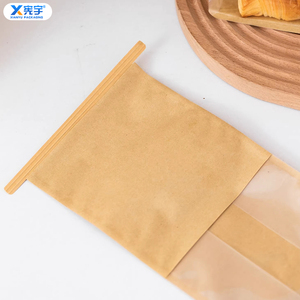 Environmentally Friendly Brown and White Kraft Paper Bag with Reusable Iron Wire Sealing for Toast Kraft Paper Bag With Window - Product Image 3