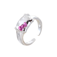 Bague ouverte en forme de Hello Kitty mignonne plaquée cuivre Vershal C-434, bijoux fantaisie pour femmes, à porter au quotidien et pour les fêtes