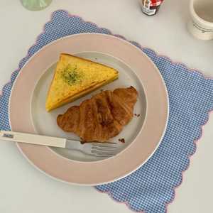 Set de table à carreaux frais et mignons de style japonais et coréen, bordure en dentelle brodée, pur coton, couvre-table de cuisine, table de maison - Product Image 2