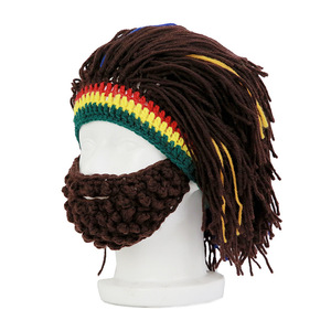 Popolare cappello lavorato a maglia <span class=keywords><strong>pazzo</strong></span> creativo savage stage performance cappelli di parrucca di lana fatti a mano divertenti berretti di baffi all'uncinetto di lana - Product Image 3