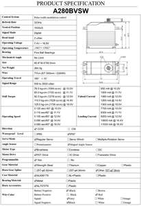 Servo A280BVSW 4S 16V <span class=keywords><strong>Mega</strong></span> Torque 125KG 0.08Seg de Alta Velocidad Programable sin Escobillas a Prueba de Agua Escala Gigante 1/5 - Product Image 6