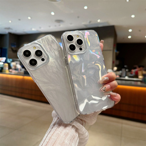 Estuche láser degradado de lujo de <span class=keywords><strong>gama</strong></span> <span class=keywords><strong>alta</strong></span> para iPhone 16 Pro Max, hilo de planchar plateado, estuche anticaída con sentido avanzado - Product Image 1