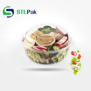 Ensaladera de plástico transparente PET desechable, suministro del fabricante, para frutas y verduras, 20OZ, 24OZ