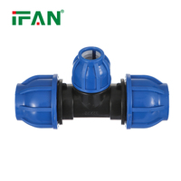 Raccord rapide pour tuyau d'eau de haute qualité et durable, raccord en T réducteur PN10, raccord à compression lisse en PP pour HDPE