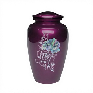 Urne funéraire violette avec motif floral, urne commémorative pour cendres d'adultes, urne de table et pot à cendres, gravure personnalisée, urne en métal pour cendres - Product Image 1