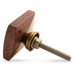 AK Brass Square Metal Wooden Drawer <b>Knob</b> <b>White</b> & Natural Wood Color Handcrafted Handle For Home Interior Decor Furniture - Product Image 5