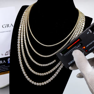 Cadena de Eslabones de Plata 925 Chapada en Oro Amarillo de 2-6 mm, Collar de Moissanita Redonda para Joyería Fina, 16-24 Pulgadas, Regalo Hip Hop para Hombre - Product Image 1