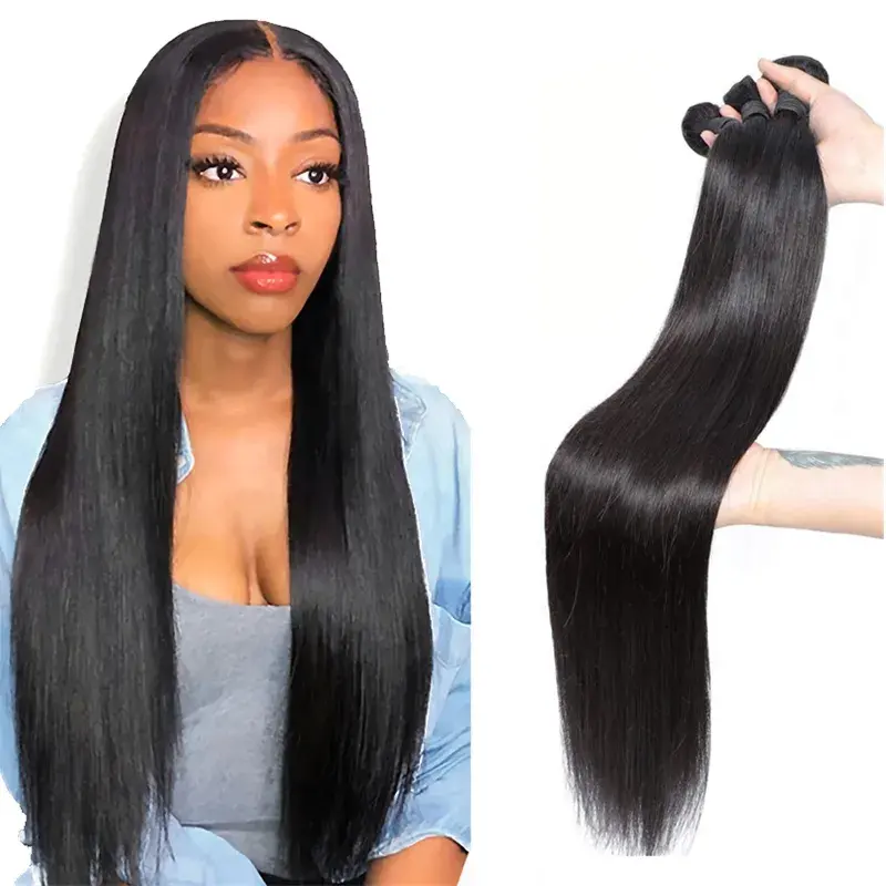 100 Unprocessed Human Hair Virgin Brazilian Hair Bundles, Real Natural Virgin Brazilian Hair Extension