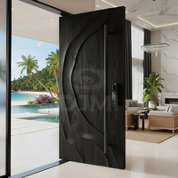 Puerta de Entrada de Madera Sólida Moderna Personalizada de Fábrica China, Puerta Exterior de Madera Sólida para Casa
