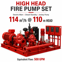 Ensemble de pompe à incendie électrique diesel 114 M3/h, 110 m de hauteur de refoulement, avec pompe jockey pour la protection incendie