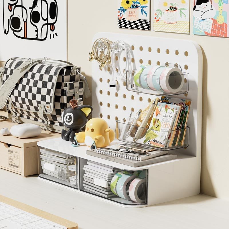 White [Pegboard Desktop Standing Shelf]