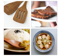 Ensemble d'ustensiles de cuisine en bois, spatule, cuillère, cuillère ajourée, 4 pièces, manche vert, trous de suspension, outils de cuisine, cadeau, maison, restaurant