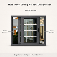 Fenêtre multi-panneaux en verre Hangxing, gris foncé, cadre étroit, moderne, pour villa résidentielle, vente en gros B2B, directement de l'usine
