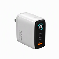 Pengisi Daya Cepat GaN 100W dengan Tiga Port, Adaptor Daya PD PPS untuk Laptop, Ponsel, Tablet, dan Penggunaan saat Bepergian