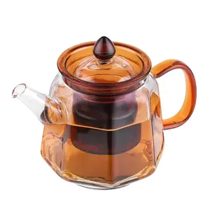 Sản xuất chuyên nghiệp tùy chỉnh thủy tinh trong suốt ấm trà với thép có thể tháo rời Infuser