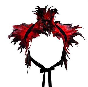Chal de Plumas de Lujo, Estilo Gótico Punk, Capa de Plumas Naturales, Chal de Plumas para <span class=keywords><strong>Mujer</strong></span>, <span class=keywords><strong>Disfraz</strong></span> para Halloween, Cosplay, Espectáculos - Product Image 1
