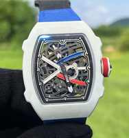 Montre de créateur avec logo personnalisé, en fibre de carbone de qualité supérieure, pour homme, étanche, avec verre saphir, design ajouré, montre haut de gamme