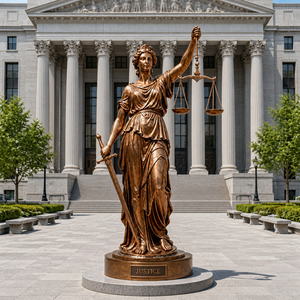 Scultura di Lusso in Bronzo della Dea della Giustizia, Opera d'Arte in Metallo con Bilancia e Spada per Ufficio Legale, Tribunale e Casa - Product Image 2