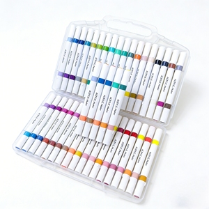 Juego de Marcadores Acrílicos de Doble Punta de 72 <span class=keywords><strong>Colores</strong></span> Directo de Fábrica, Rotuladores Acrílicos con Punta de Pincel Suave y Punta Fina para Dibujar - Product Image 3