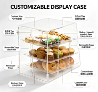 Vitrine de présentation en acrylique pour pâtisseries, buffet amovible pour cupcakes, présentoir de comptoir pour pain et gâteaux