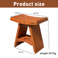 Nouveau banc de bain en bois de teck personnalisé siège de chaise de salle de bain avec étagère de rangement porte-savon personnalisé à 2 niveaux et tabourets ergonomiques