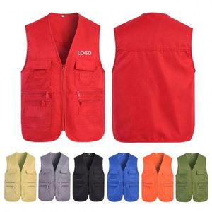 Chaleco de Pesca y Fotografía para Hombre, Talla Grande, Doble Botonadura, con Logotipo Personalizado, Multibolsillos, Ligero, para Verano - Product Image 2