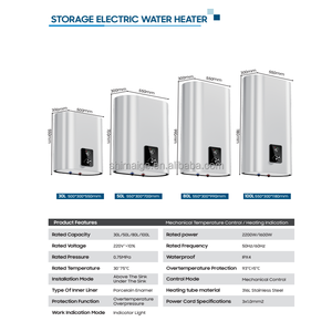 <span class=keywords><strong>Chauffe</strong></span>-<span class=keywords><strong>eau</strong></span> électrique mural à double réservoir interne vertical de 30 L avec coque en plastique et affichage numérique pour camping-car et utilisation extérieure - Product Image 2