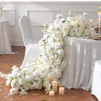 Ins-stijl Premium Zijden Witte Rozen Bloem Tafelkleed & Bloembal Bruiloft Boog Tafeldecoratie voor Banket Evenement Decoratie