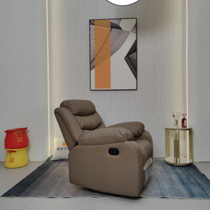 NKOL Modern PU Leather Reclining Armchair Gray Cushion Back Padded Arms Living Room Sofa Bed Single <b>Seat</b> Metal Legs - Product Image 3