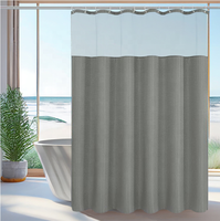 Rideau de douche gaufré simple couche, qualité hôtelière, lavable en machine, avec voile transparent intégré