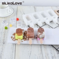 Moules à crème glacée en Silicone 4 cavités sans BPA, pour enfants, maison avec bâtonnets pour sucettes glacées