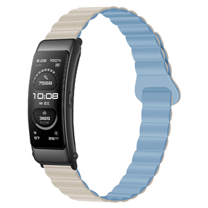 สายรัดข้อมือซิลิโคนแม่เหล็กสองสีพร้อมหัวเข็มขัดยางสำหรับสมาร์ทวอทช์สายทดแทนที่ทนทานและสะดวกสบาย - Product Image 4