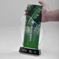 Trophée de cristal personnalisé avec base en bois en forme de nuage