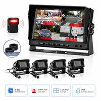 Système de caméra AHD 4 canaux avec détection d'angle mort par IA et alarme sonore pour camion et camping-car, moniteur IPS 7 pouces