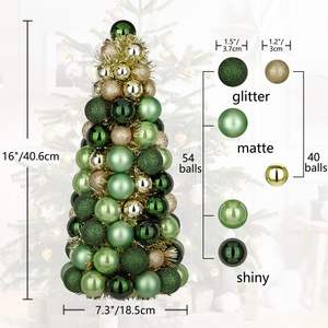 Árbol de Navidad Cónico Hecho a Mano con Bolas de Plástico Irrompibles, <span class=keywords><strong>Torre</strong></span> de Bolas de Navidad con Oropel, Bolas para Decoración <span class=keywords><strong>del</strong></span> Hogar - Product Image 2