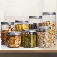 Bocaux en plastique avec couvercles pour l'emballage alimentaire, les collations, les bonbons, les biscuits, couleur et taille personnalisées, bocaux transparents en PP pour onguents