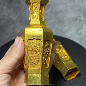 정교한 금도금 육각형 꽃병 한 쌍, 전통 중국 문화 장식품, 가정 사무실 선반 전시용 선물 - Product Image 3