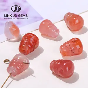 JD 12-16mm Pedra Natural China Ágata Vermelha Três Furo Beads Esculpido Pequeno Conector Beads Para Fazer Jóias