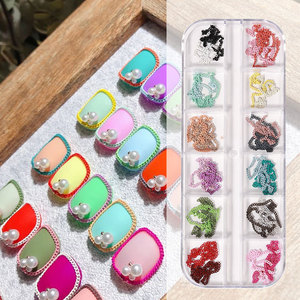 TSZS Nouvelle Arrivée Boîte de Breloques Mixtes pour Ongles, Chaînes Métalliques Dorées et Argentées, Petites Chaînes pour DIY Nail Art, Décorations de Bijoux pour Manucure - Product Image 2