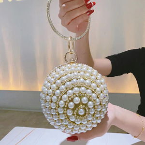 Women's ABS Spherical Dinner Banquet Small Clutch Shoulder <b>Bag</b> with Diamond Accents Pearl Design Chain Strap Spring 2025 - Product Image 4