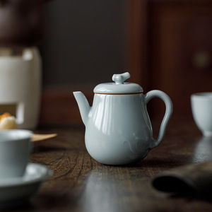 Guanlan Sky Blue Ru Kiln Ceramic Teapot Round With Lid Home Use Kung Fu <b>Tea</b> <b>Set</b> - Product Image 4