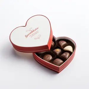 Kalp beart şekilli seni seviyorum sevgililer günü hediyesi için çikolata kutuları kırmızı cordiform çikolata kutusu