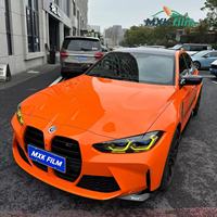 Film adhésif pour voiture de couleur orange flamme métallique super brillant, film de protection complet pour la carrosserie, film adhésif pour voiture, rouleaux de film adhésif pour voiture