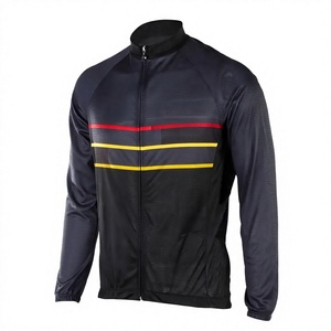 <b>Men's</b> Full Sleeve Cycling Jersey Black With Red And Yellow Stripes Breathable Quick Dry Polyester <b>Bike</b> <b>Jacket</b> - Product Image 3