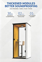 Cabine de bureau insonorisée à montage rapide, en kit, avec structure en aluminium, design moderne, éclairage LED, cabine téléphonique de bureau